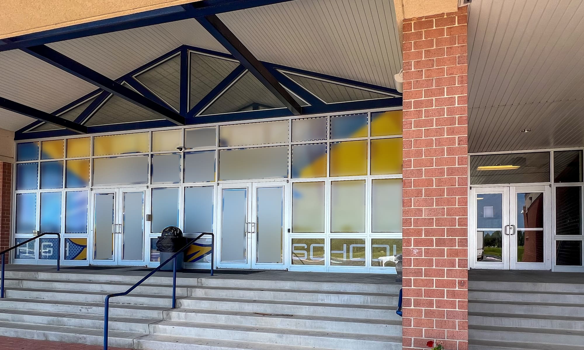 School entrance security glass doors - California Security Glass